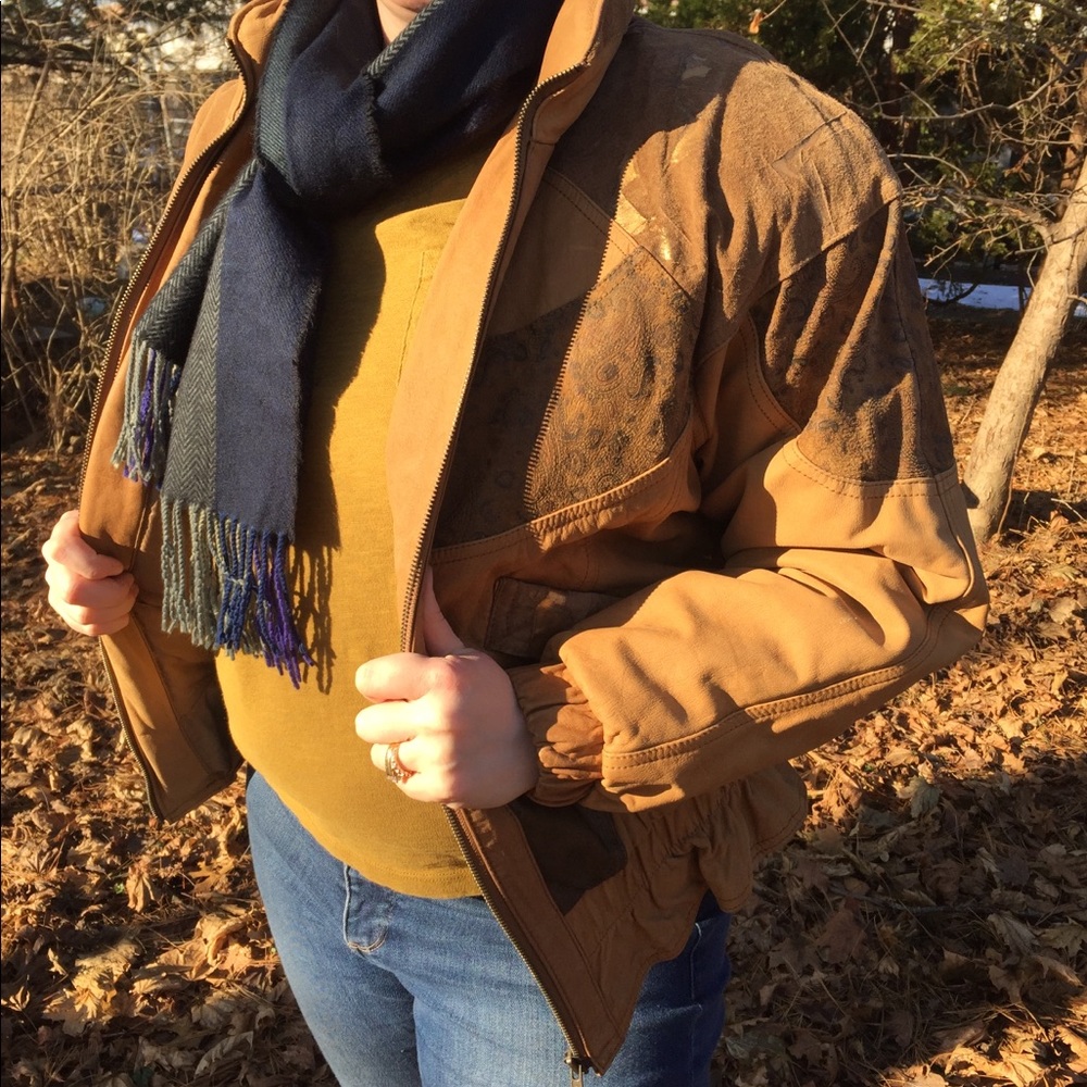 Leather patchwork jacket